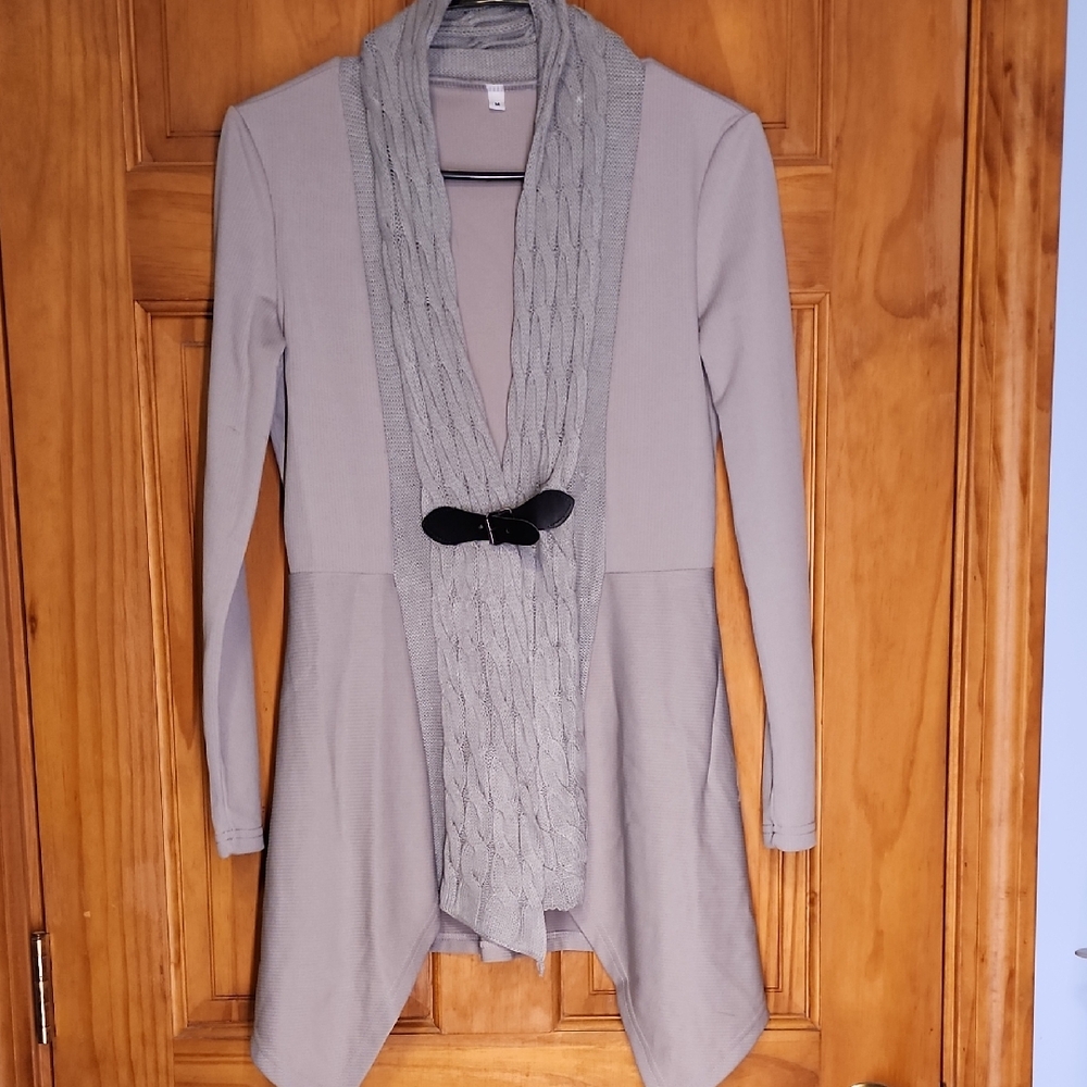 3/$20 Gray Women's Sweater with Scarf Detail